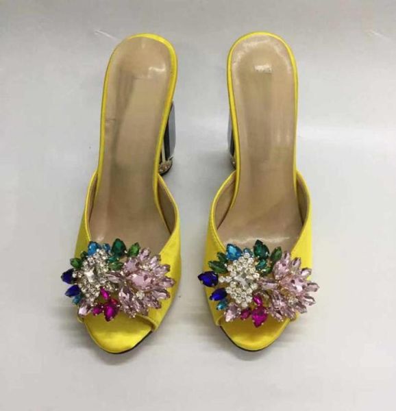 

2021 women genuine real leather rhinestone high heels sandals summer flipflops slipper slipon wedding dress gladiator shoes colo6532304, Black