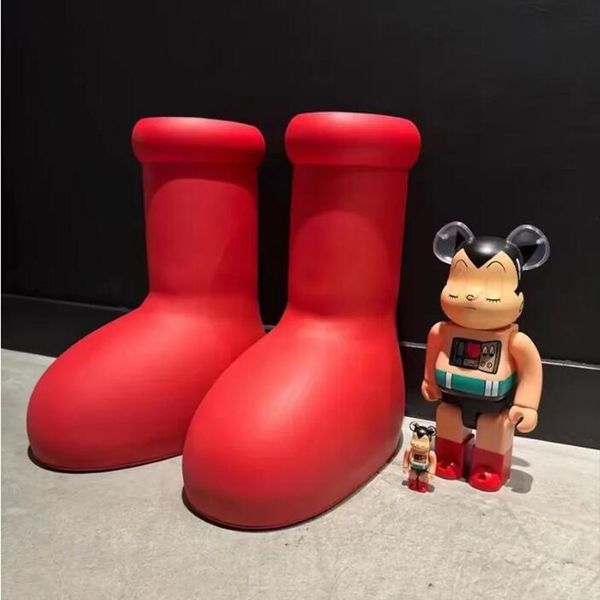 

big red boot designer mschf astro boy boots thick bottom non-slip rain booties rubber platform bootie fashion oversized mens women kids size, Black