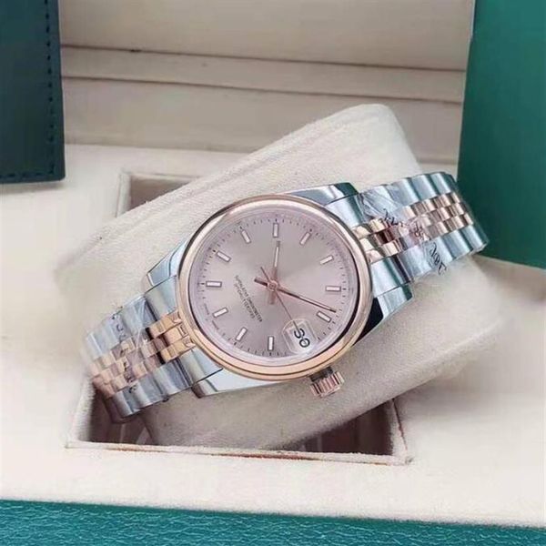 

exquisite women's watches rose gold mechanical automatic with light outer ring stainless steel wristwatch sapphire 31mm fashi293w, Slivery;golden