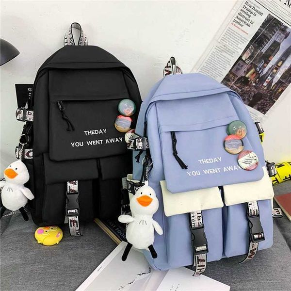 

sandals japanese high school girls backpack student school bags for teenage girls multi pockets kawaii backpack women 2022 new mochila j2304, Black