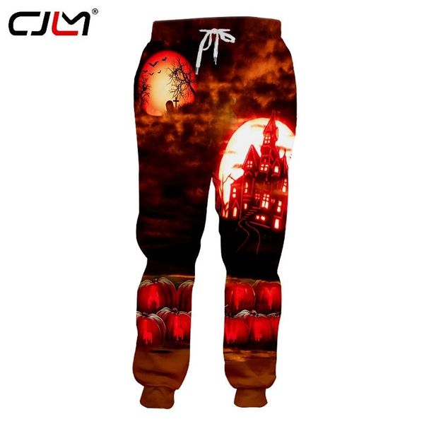 

pants cjlm men's new creative street clothing 3d printed funny castle halloween big size man 6xl sweatpants, Black