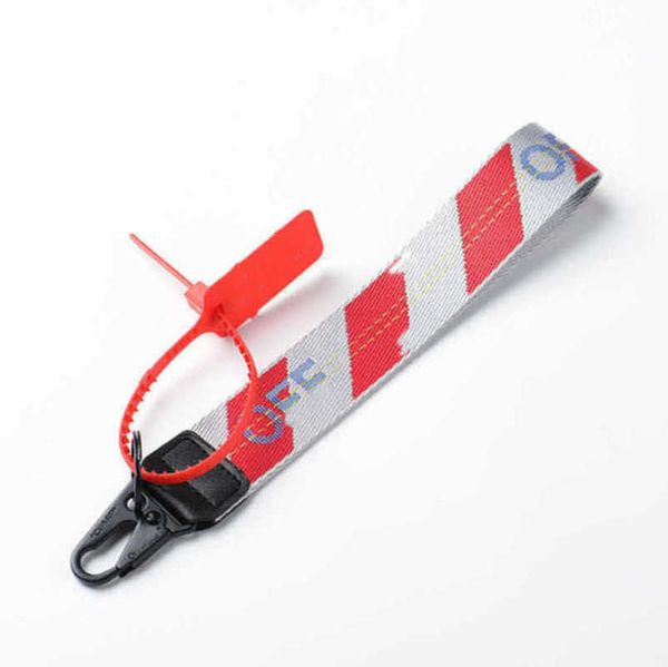 

luxury offs white fashion keychains brand key rings clear rubber keys ring men women canvas keychain embroidery letters pendant belt 3.5x25c, Slivery;golden