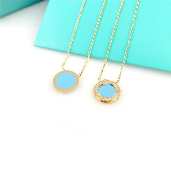 

original tiffay circle double t necklace women set diamond white shell small style collar chain, Black