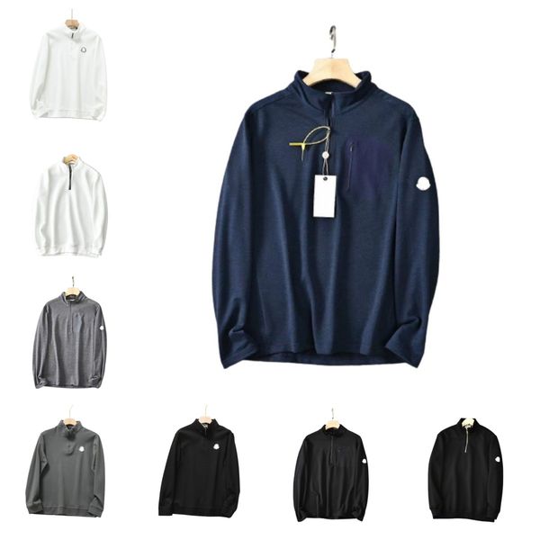 

designers men's hoodies stand collar half-zip streetwear hoodie women spring summer hooded round neck pullover long sleeve clothes bran, Black