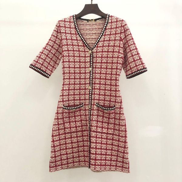 

dresses simple and elegant autumn and winter new dress tweed vneck half sleeve dress, Black;gray