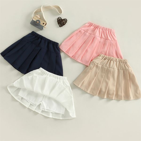 

skirts 1 6y kids girls pleated baby summer fall clothing solid color elastic high waist mini children casual 230422, Blue