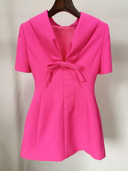 

304 xl 2023 spring flora print dress lapel neck short sleeve crew neck pink polyester panelld dress luxury fashion prom womens clothes oulai, Black