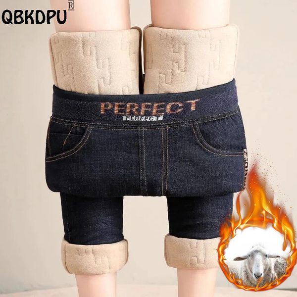 

jeans vintage skinny camel hair winter jeans woman high waist stretch thicken warm vaqueros snow wear denim pants mom ankle leggings, Blue