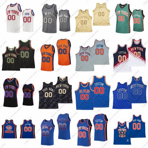 

custom 1998 retro mitchell and ness basketball jersey john starks carmelo anthony walt frazier patrick ewing willis reed bernard king earl m, Black;red