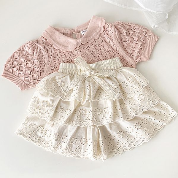 

shorts summer sweet children clothing kids pp embroider baby girls lace cotton boy cake 230422, Black