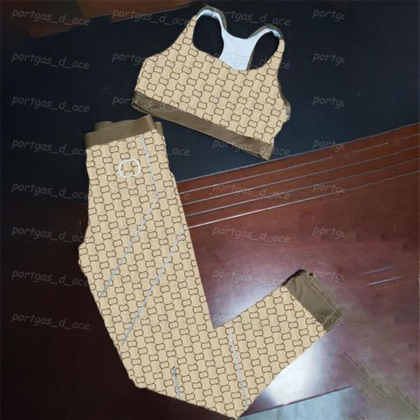 

letters women tracksuit split cropped lady girl yoga outfits sport padded gym tank sportswear252a, Black