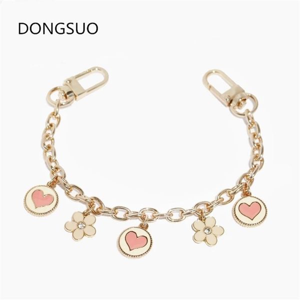 

designer chain strap flower charms gold silver metal chain ornament handbag bag purse replacement accessories 220423246i, Black