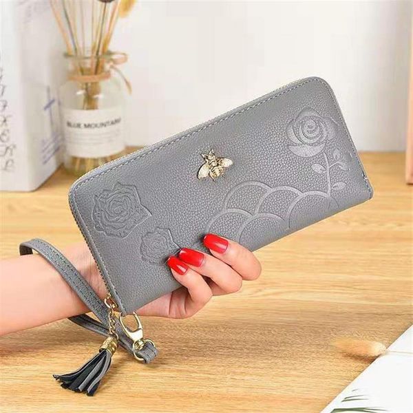 

new bee tassel zipper long style women designer wallets lady casual zero purses female fashion clutchs 6colors328d238c, Red;black