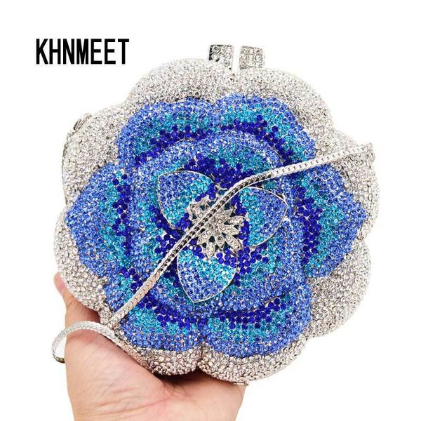 

evening bags designer flower blue crystal evening bag women party purse customized clutch bags chain mini female handbags day clutches sc603