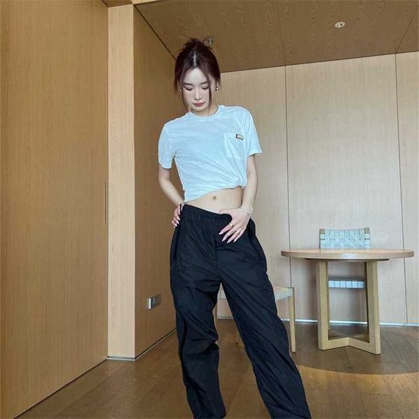 

20% off family spring/summer new fashion classic triangle pocket panel foot drawstring casual loose sweatpants, Black;white