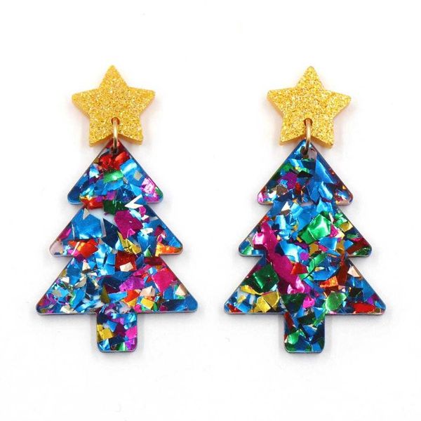 

charm 1pair new arrival cn drop christmas tree trendy acrylic earrings jewelry for women w0422, Golden