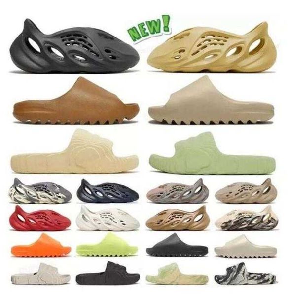 

designer dupe foam runr slippers men woman slider vermillion mineral blue onyx pure sandals slide slipper ochre bone resin clog desert arara, Black