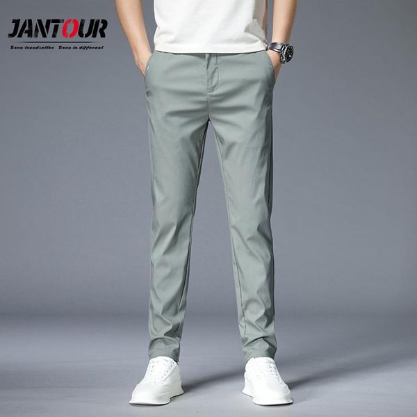 

pants 2022 men's trousers autumn winter new green solid color fashion cotton pocket applique full length casual work pants pantalon, Black