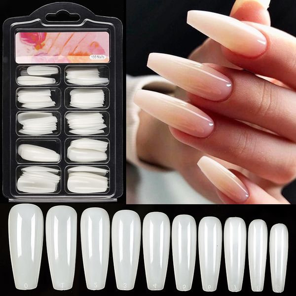 

false nails 100pcs box natural fake clear white full coverage extension tips t shaped water drop sticker for 230422, Red;gold