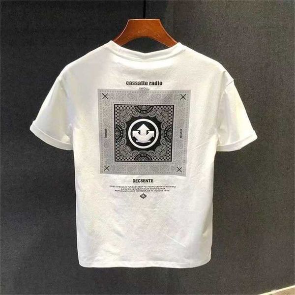 

20% off new european men's light luxury short sleeve printed ins slim fit casual t-shirt fashion, White;black