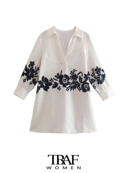 

dresses traf women fashion floral print linen mini dress vintage three quarter sleeve with buttons female dresses vestidos mujer, Black;gray