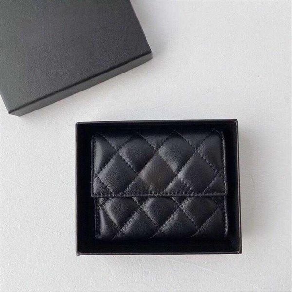 

sheepskin classic rhombus quilted women men passport business card holder first luxury bag multifunctional trifold wallet-11x10cm298s, Red;black