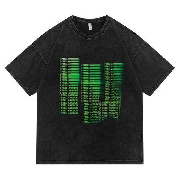 

22% off men's loose fitting dark style short sleeved trendy versatile round neck simple large size old washed t-shirt for men, White;black