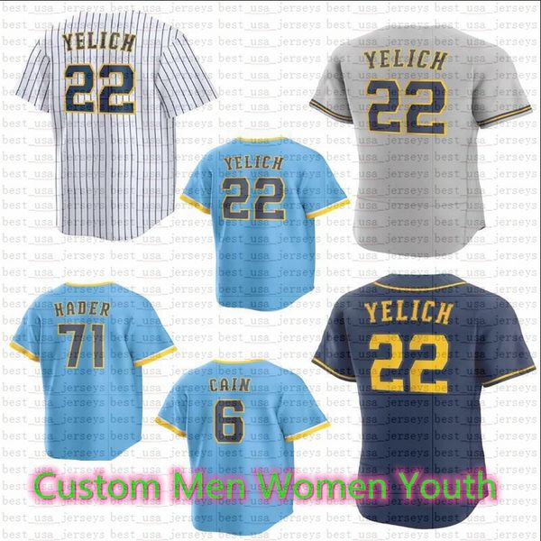 

2023 connect baseball christian yelich jersey willy adames hunter renfroe kolten wong jerseys josh hader brew crew rowdy tellez brad boxberg, Blue;black