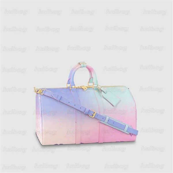 

m59943 keep bandouliere 45 spring in the city duffel bags colorful summer 2022 large capacity monograms canvas flower sunrise past2721
