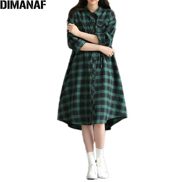 

dresses women dress autumn checker print fashion female dress cotton european plaid lady green casual clothing big size dresses 2020, Black;gray