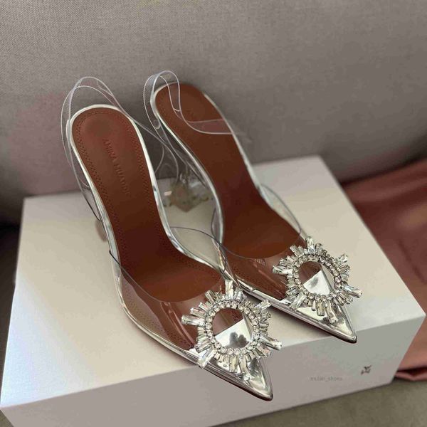 

amina muaddi begum crystal-embellished pvc pumps shoes spool stiletto heels sandals women's luxury designers dress shoe evening slingba, Black