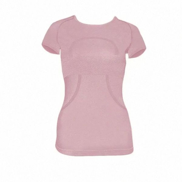 

yoga lulus lemons clothes sports fast-drying t-four round-necked high-stretch honeycomb yoga running plain-colored short-sleeved for women