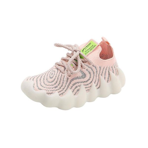 

athletic kids shoes trainers canvas sneakers children footwear autumn girls ocs breathable pink flying knit boys casual mesh e4047, Black