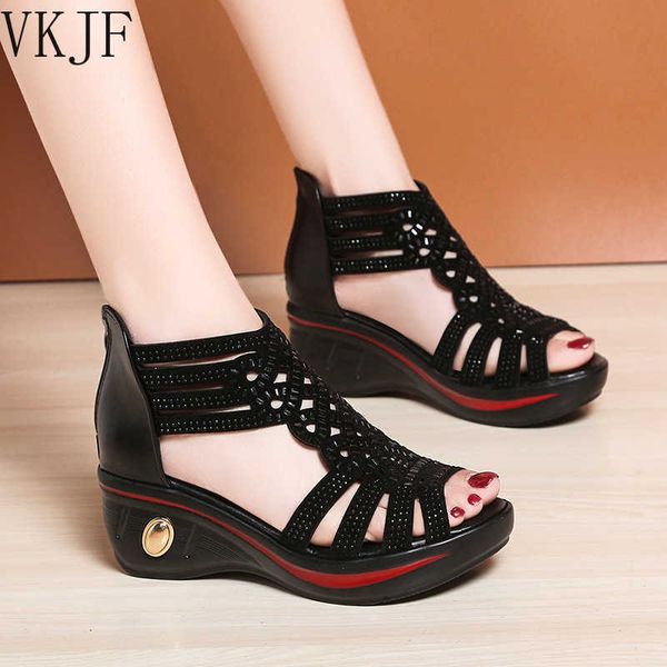

sandals 2022 new fashion wedge sandals women summer shoes elegant ladies roman sandals brand female sandalias black wedge heels j230422