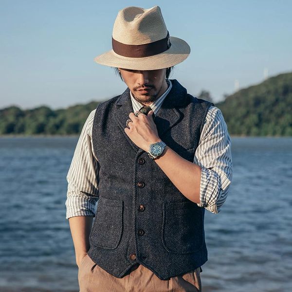 

blazers men's suit vest herringbone vintage slim fit waistcoat sleeveless jacket business vest for male, White;black