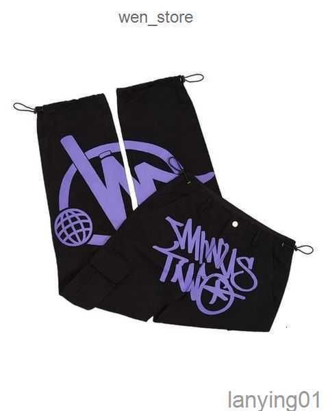 

2023 minus two cargo pants harajuku casual loose punk rock straight wide leg trouser streetwear y2k retro street trend overalls 2 cz4g, Black;brown