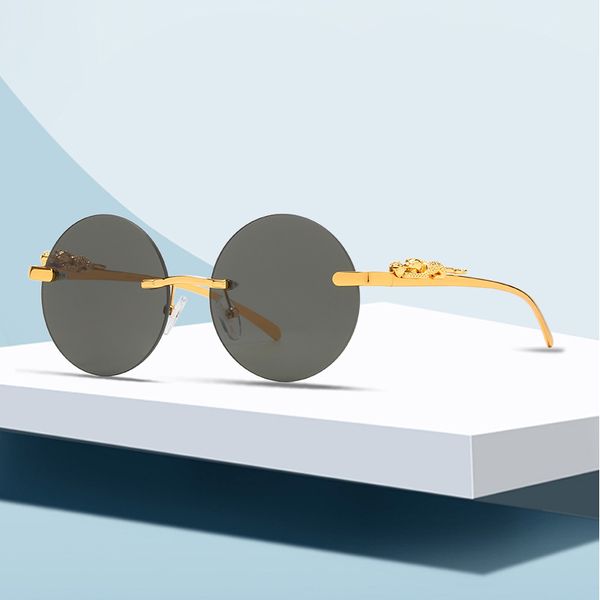 

new sunglasses for men and women rimless leopard-headed sunglasses cross-border european and n trend personality sunglasses fashionable roun, White;black