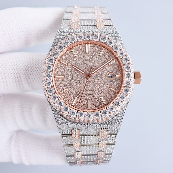 

watch automatic mechanical diamond watches 42mm sapphire waterproof wristband men casual business wristwatch montre de luxe folding buckle, Slivery;brown