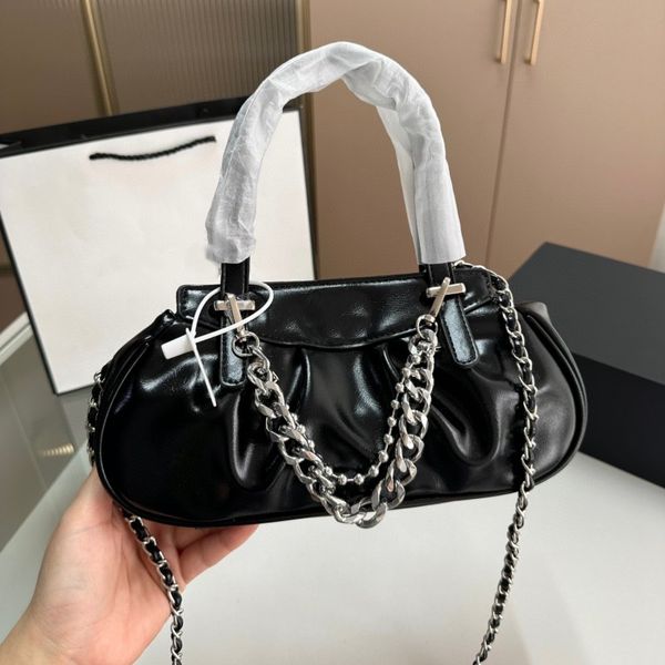 

fashion handbag designer one shoulder bag women's chain bag metal chain decoration circular hanging ornament strap design crossbody bag