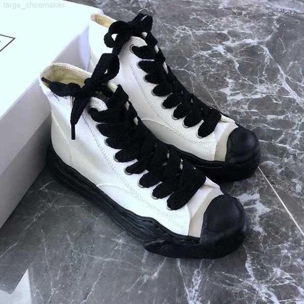 

new maison mihara yasuhiro mmy shoes open smile black soled japanese tooling tide retro dissolving thick soled canvas shoes