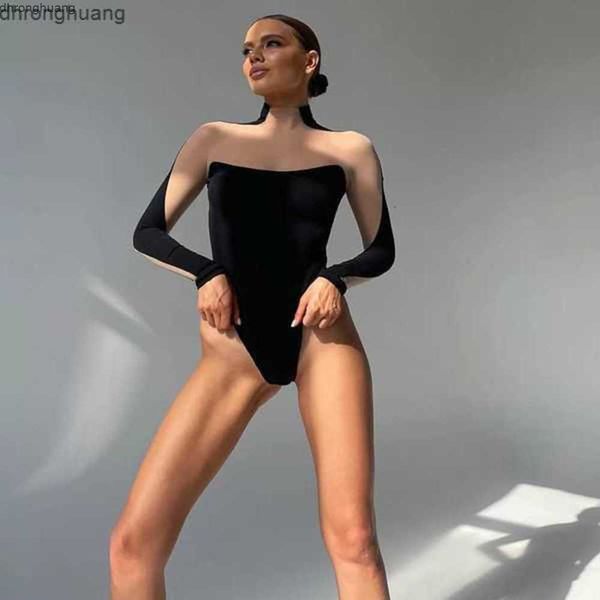 

set cumslut bodysuit lingerie women body splice mugler see through bodys mujer mesh  night club outfit 230307nggo, Red;black