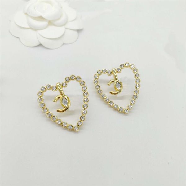 

2023 luxury quality charm heart shape stud earring with sparkly diamond in 18k gold plated have box stamp ps7407a295m, Golden