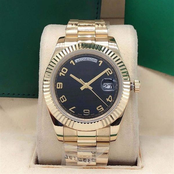 

men's automatic watch classic sapphire digital face 41mm week date stainless steel fold buckle waterproof318y, Slivery;brown