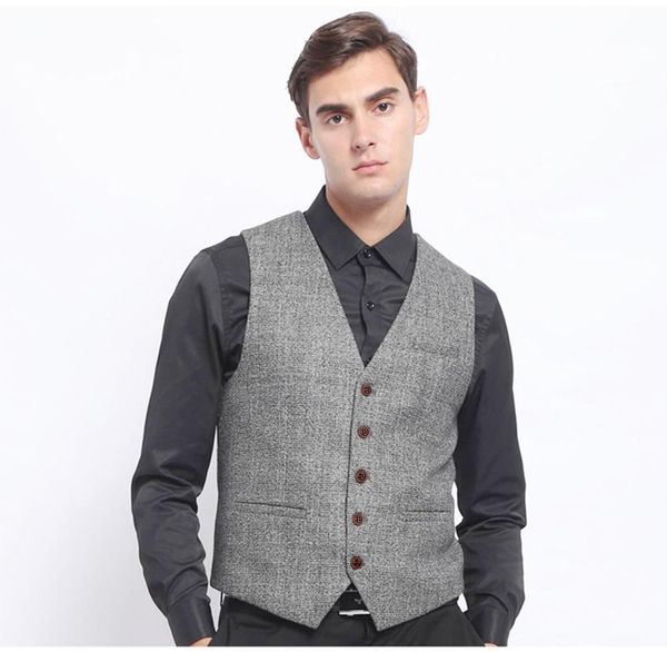 

blazers men's suit vest gray v neck plaid singlebreasted male gentleman business waistcoat jacket casual slim fit gilet homme vests, White;black