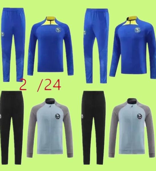 

2023 mexico liga mx club america giovani tracksuit soccer jacket suit c.blanco full zipper football sportswear training kits football survet, Black