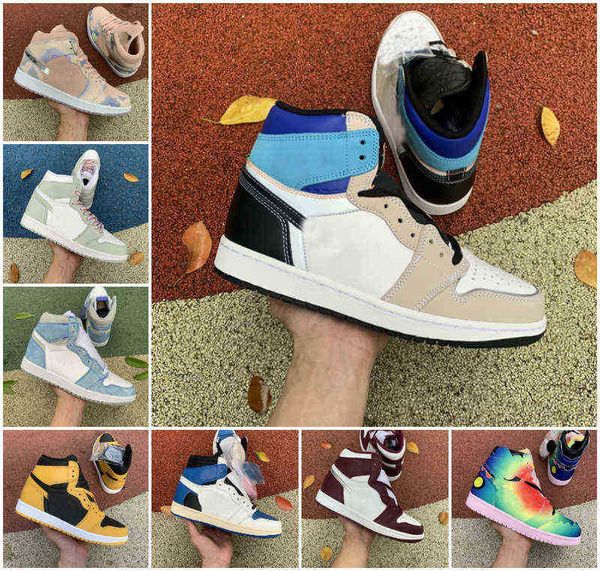

2022 university blue 1 1s high basketball shoes mens women candy turbo green bred patent unc pollen hyper royal jumpman chicago black toe