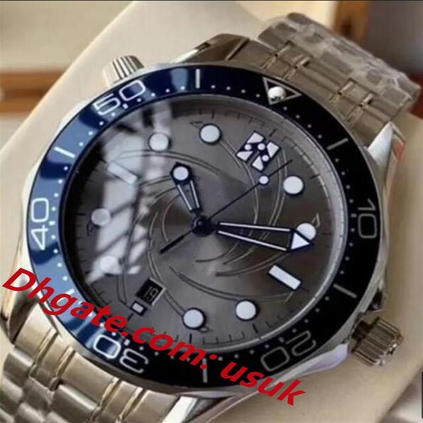 

real po watch men automatic mechanical movement blue ceramic bezel dial diver 300m 007 james bond men watches sea stainless wri279a, Slivery;brown