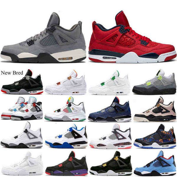 

sandals with box 4 4s men basketball shoes bred red metallic what the neon loyal bule pure money cement raptors mens trainers sport sneakers, Black