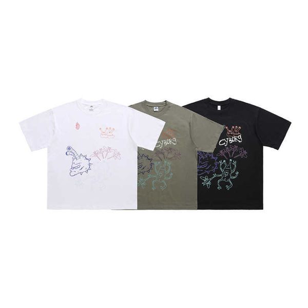 

men and women t-shirtslawfoo spring/summer china-chic american street graffiti spoof printing round neck loose fitting matching t-shirt tren, White;black