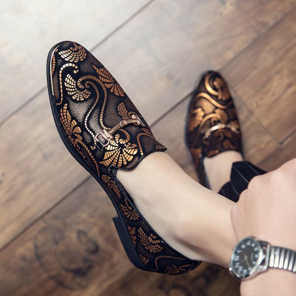 

dress shoes men leather for luxury british gold blue national pattern oxfords classic gentleman wedding prom 230422, Black